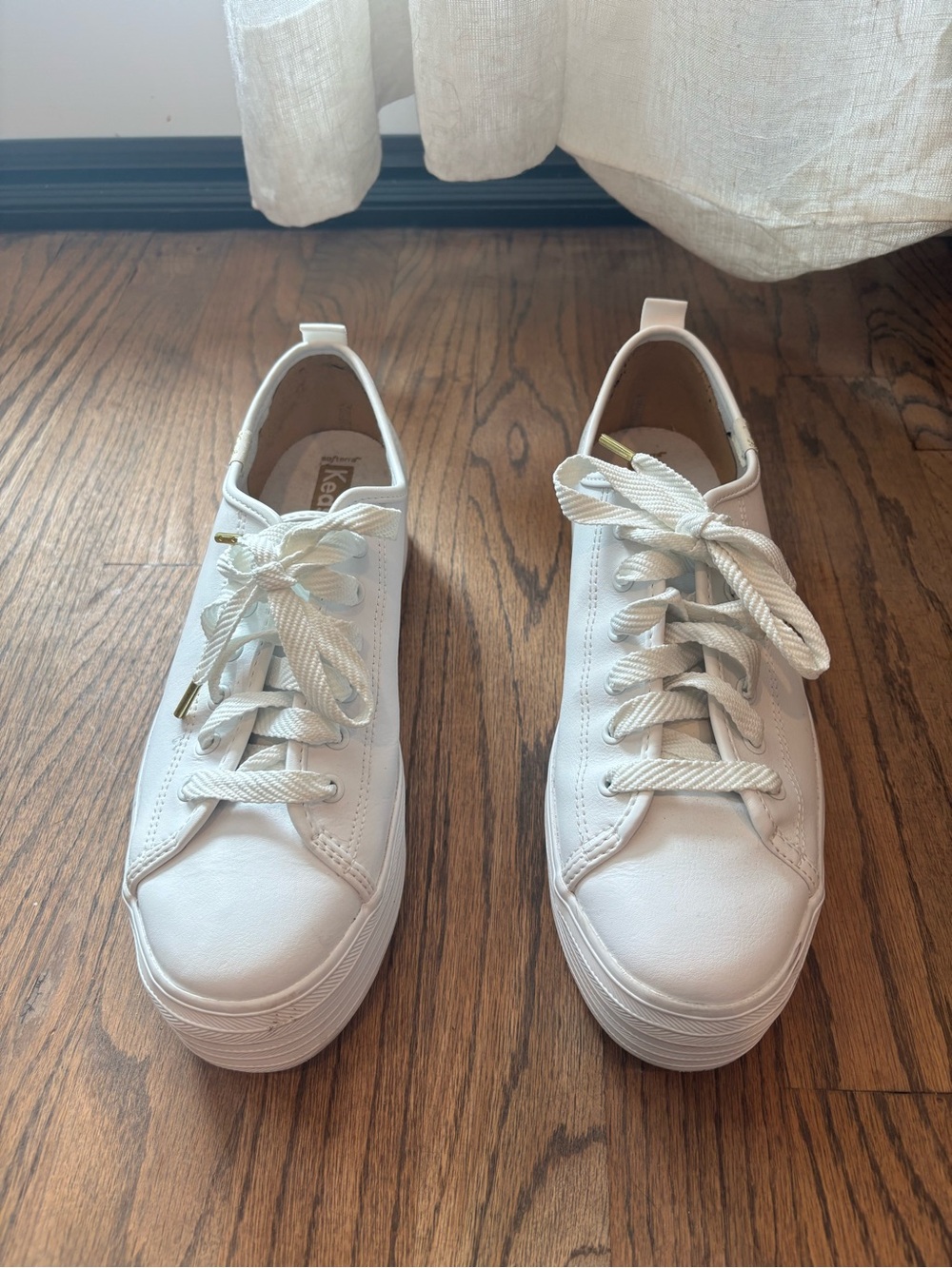 Keds White Platform Lace-Up Sneakers